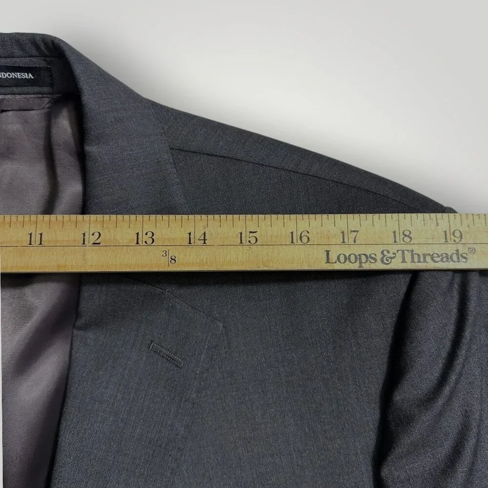 RALPH LAUREN Slim fit Mens Blazer Sport Coat 2-Button Suit Jacket 46L WOOL Gray